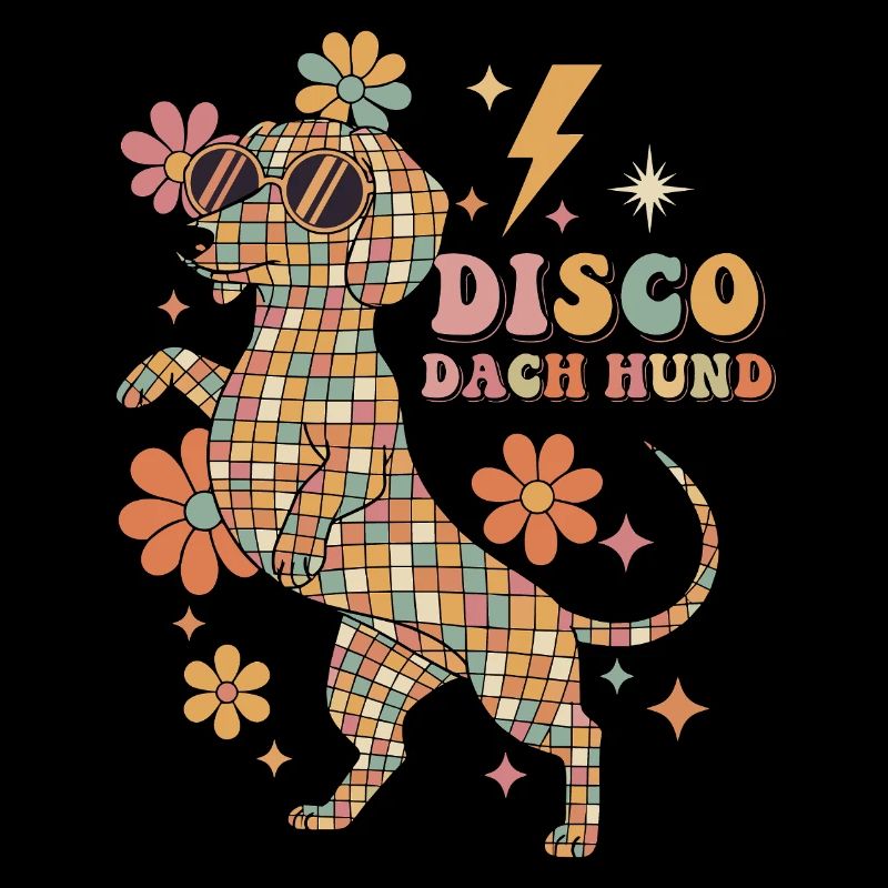 Techno Disco Dachshund Disco Ball Party Funny