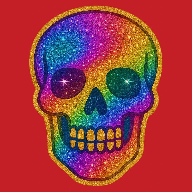 Rainbow Glitter Skull