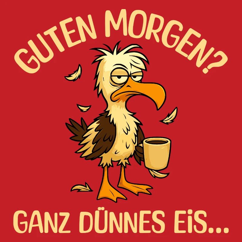 Morgenmuffel Möwe mit Kaffee