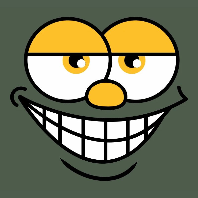 Grinning Comic Face Cool Facial Expression