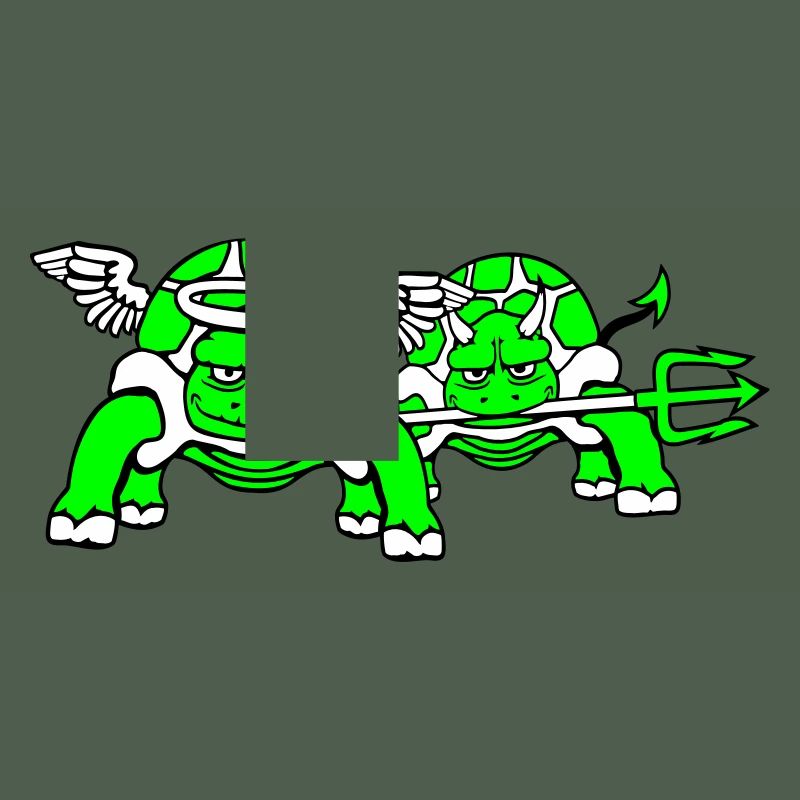 2 Tortues Conscience Équipe Devil Angel Mal Bien