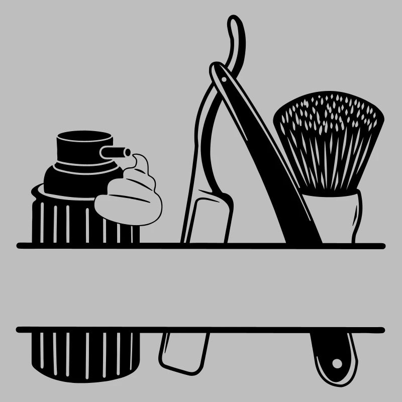 Crème à raser, couteau et brosse, rasage logo