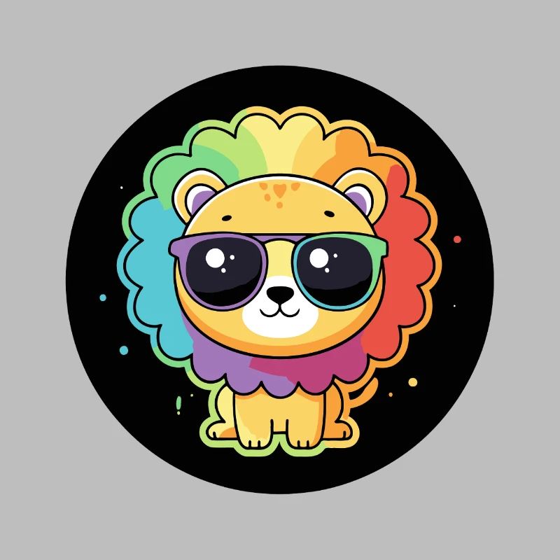 Süßer Regenbogenlöwe mit Brille