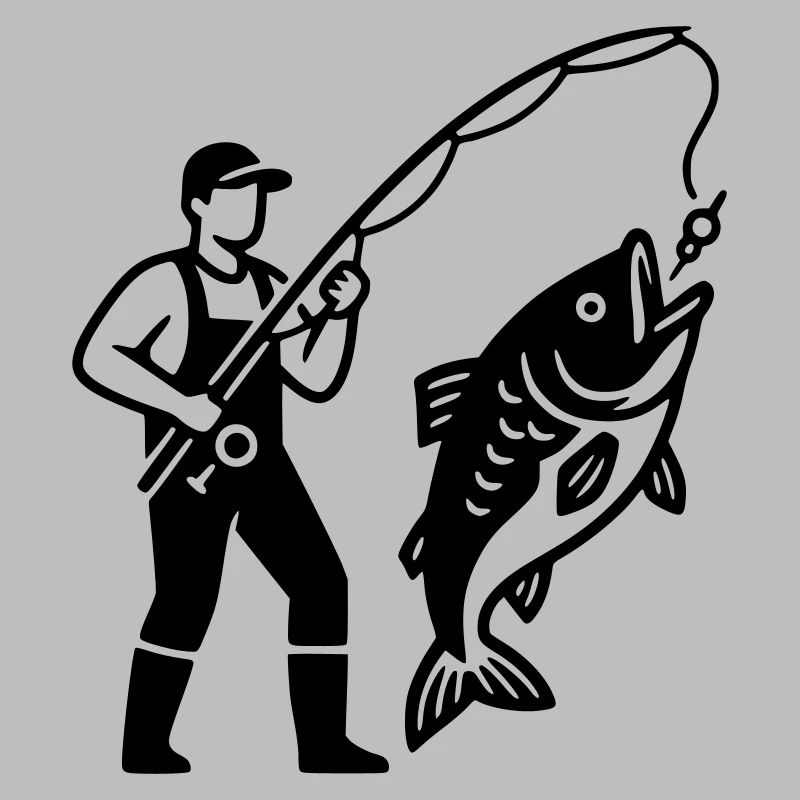 Logo du pêcheur dans un bateau Minimaliste