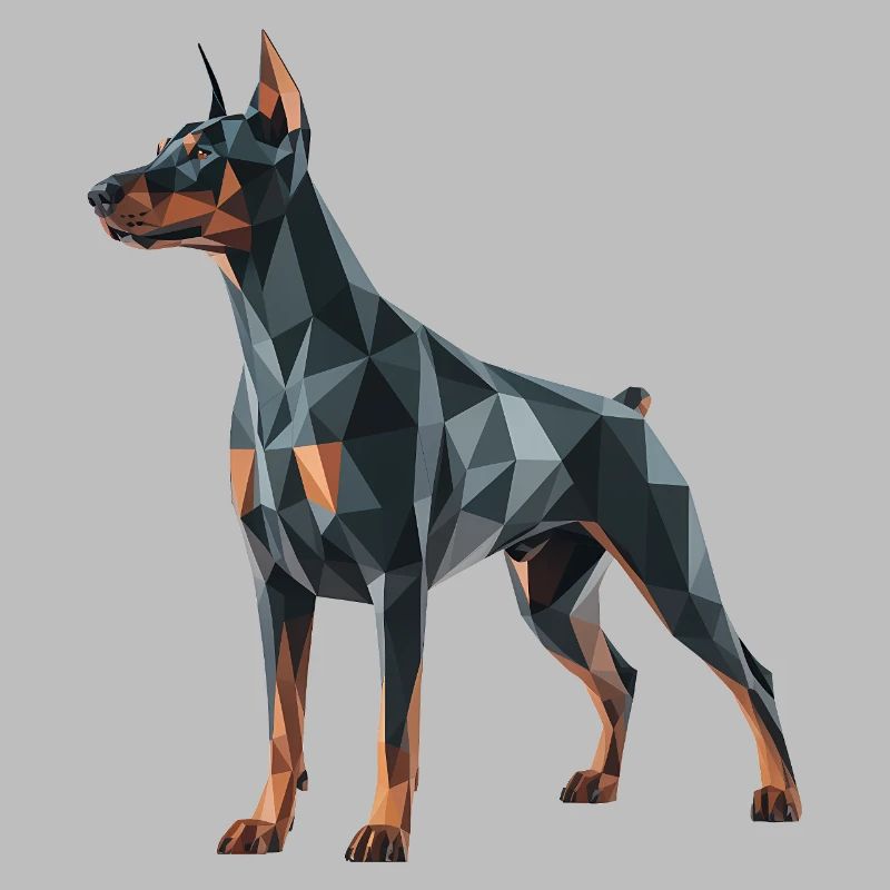 Doberman - Cool Low Poly  Logo