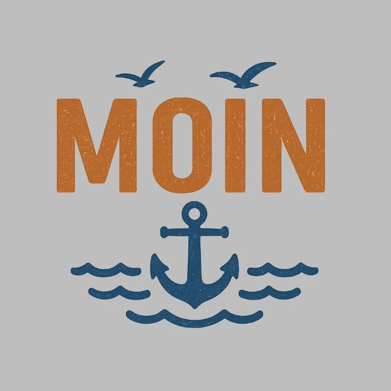 Conception de moin maritime avec ancre et oiseaux