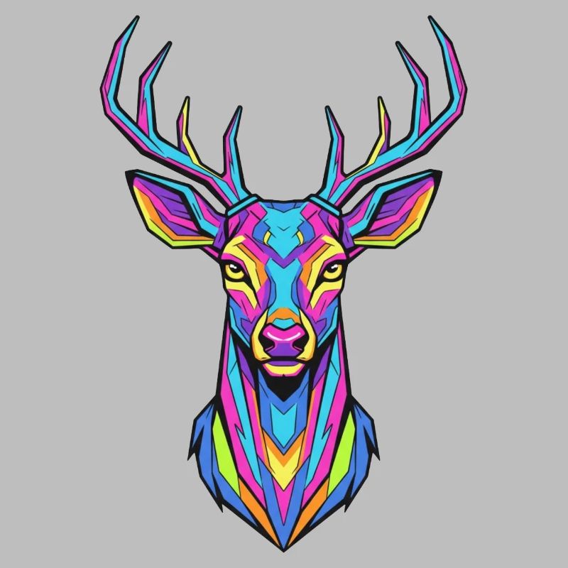 Neon Antler Artwork Deer