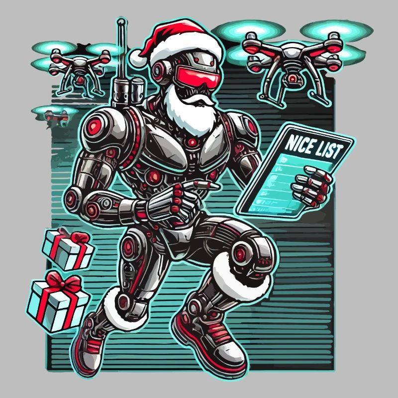 AI Santa Robot with Drones Future Christmas Helper