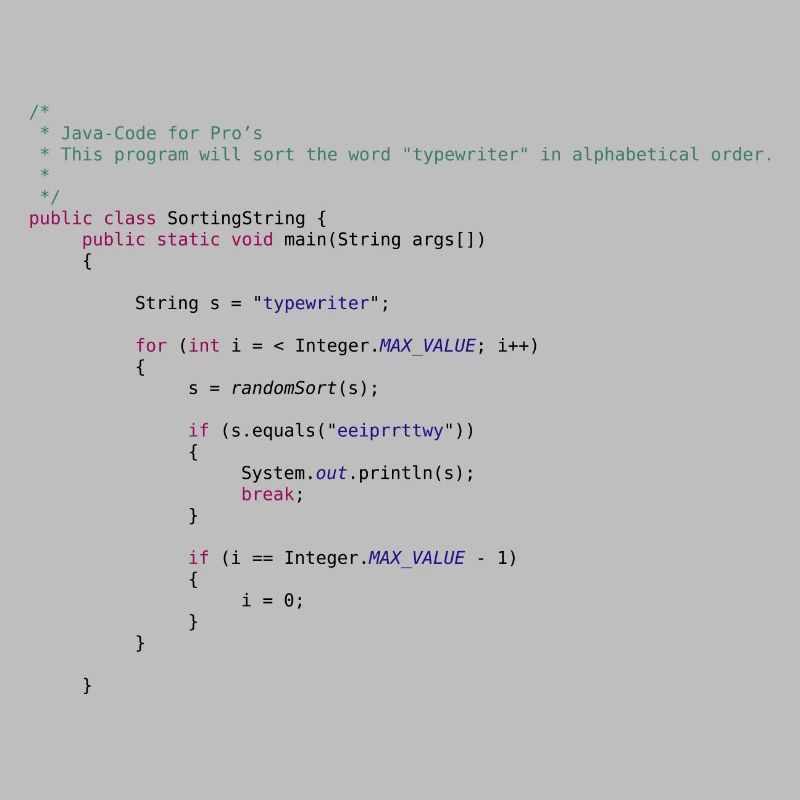 code Java drôle pour trier
