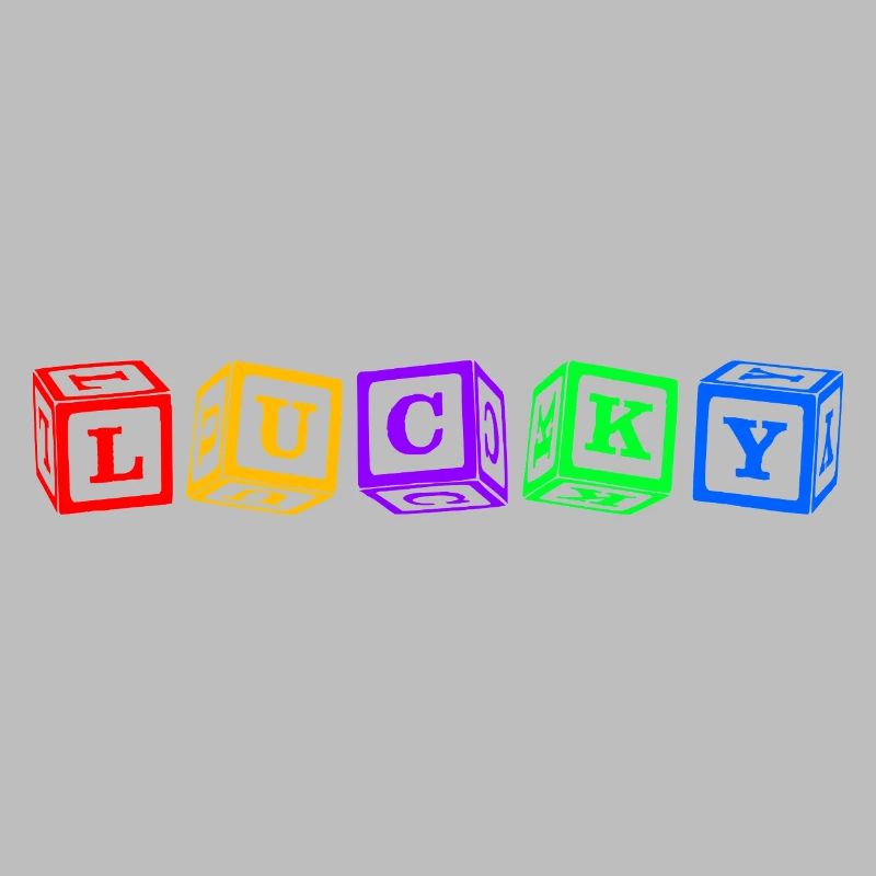 Lucky – Conception colorée de lettres en cube 3D