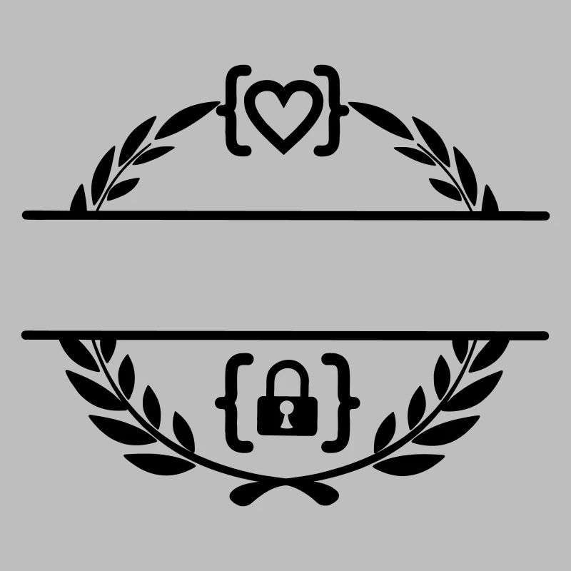 Code mit Herz und Code mit Schloss in Lorbeerkranz m