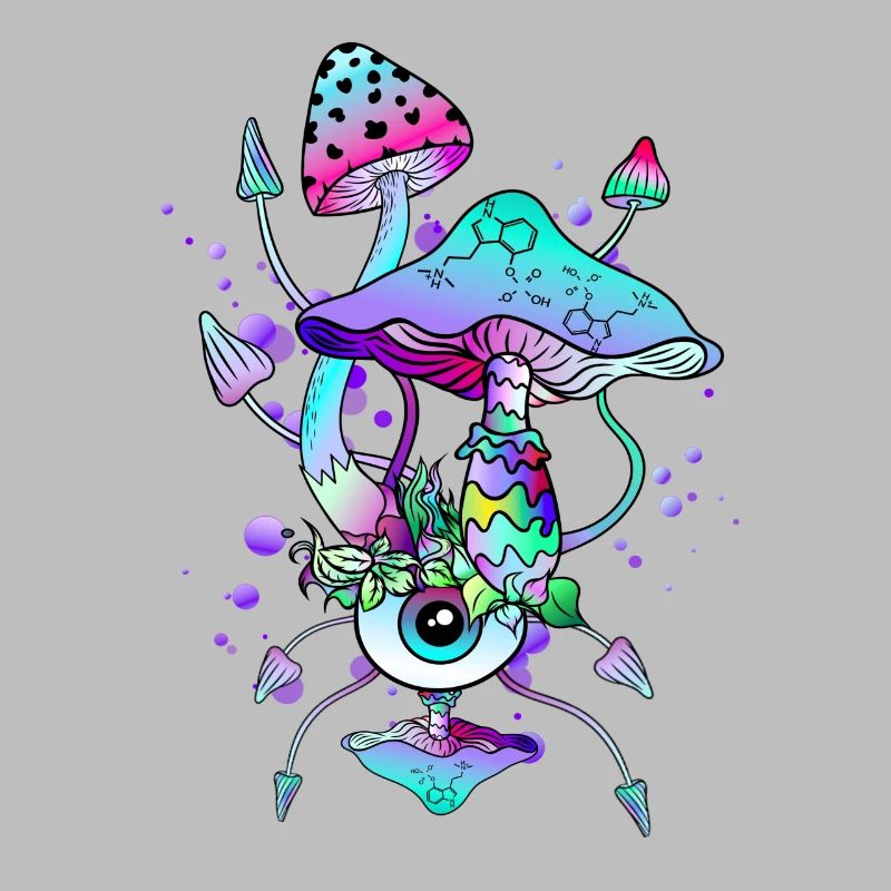 Trippy Neon Champignons Psychédéliques