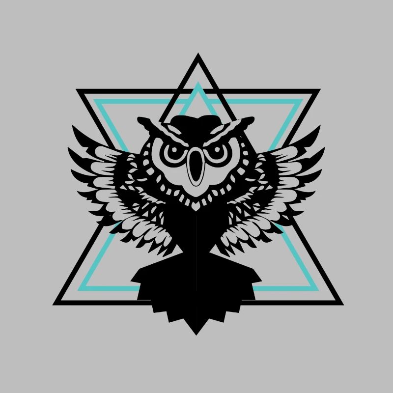 fliegende Eule vor zwei Dreiecken Geschenk Vogel