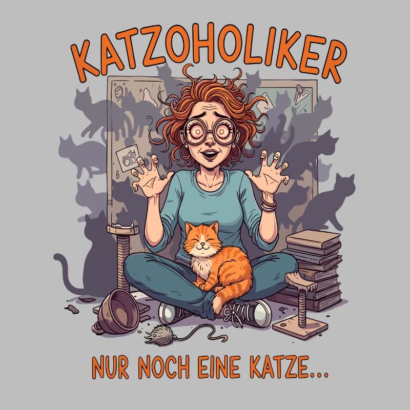 Katzoholiker Nur noch eine Katze - Lustiger Spruch