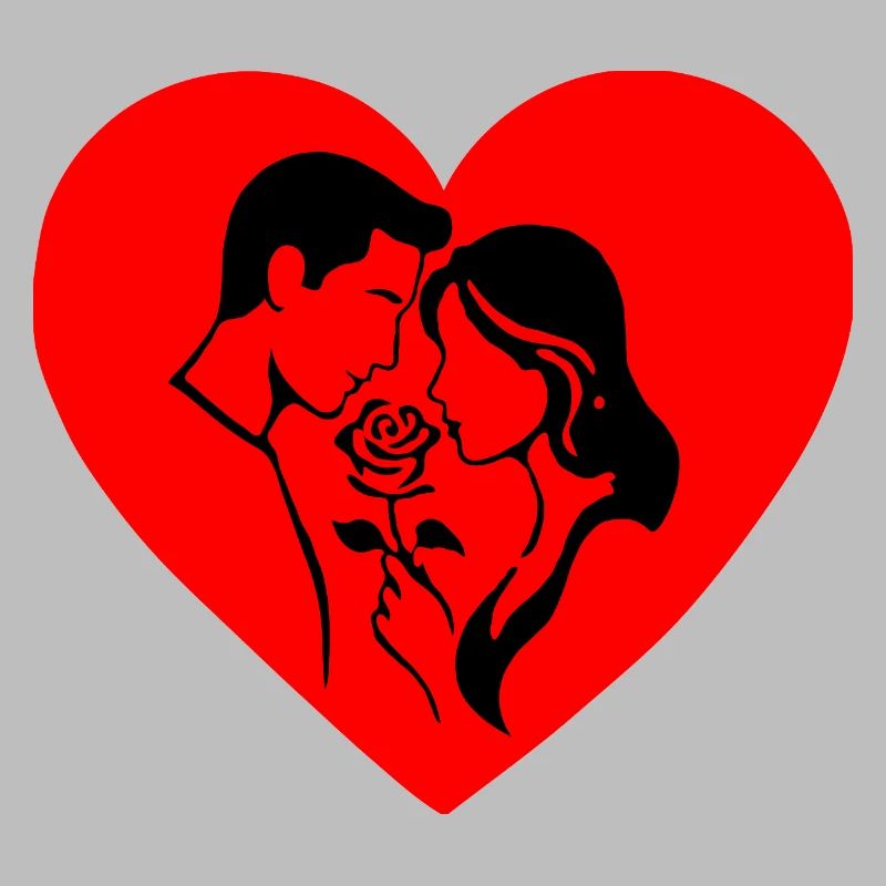 Silhouette de la Saint-Valentin avec le duo de cœurs de rose