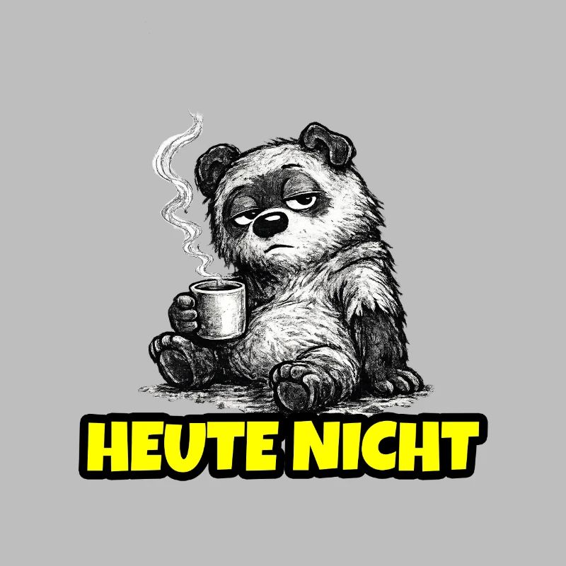 Not Today – Grumpy Bear with Coffee (Sketch)