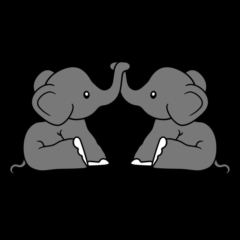 Mignon 2 éléphants amis équipe deux couple de trompes