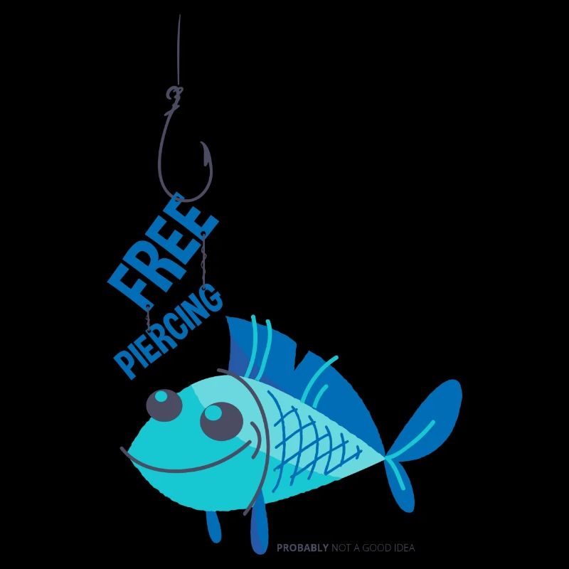 FISH PIERICING - shirt design drôle de pêche