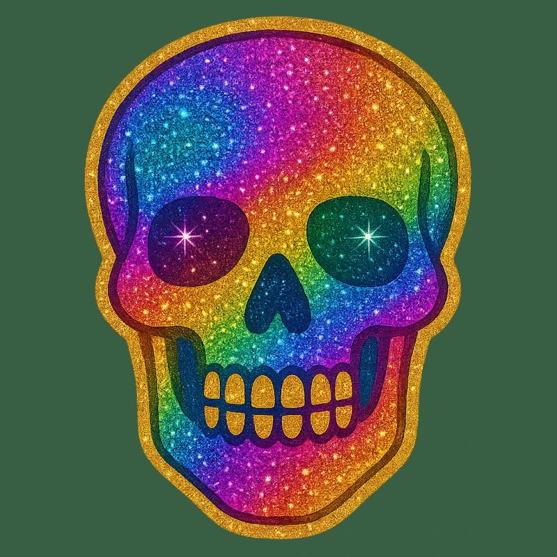 Rainbow Glitter Skull
