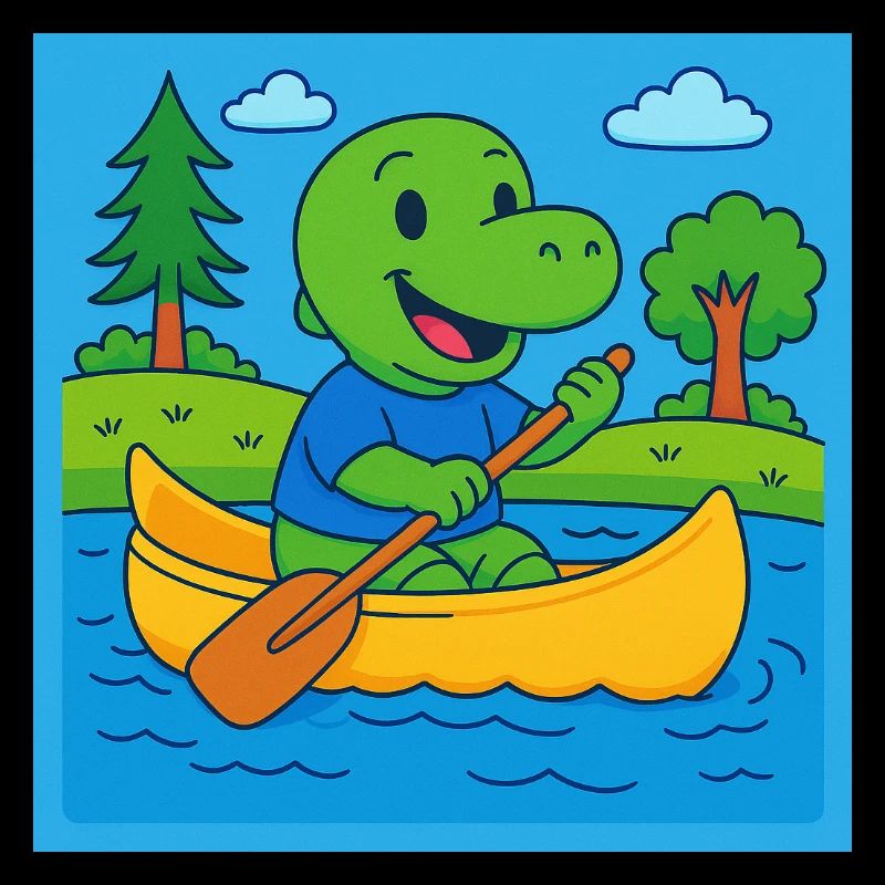 Kleiner Dino im Kanu