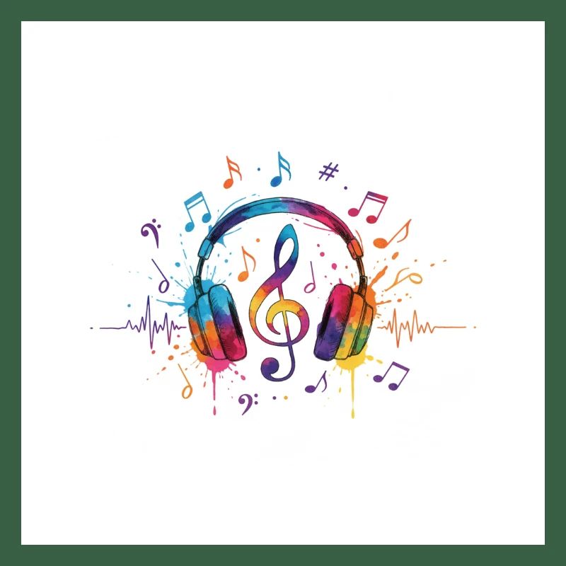 Bunte Kopfhörer Musikdesign