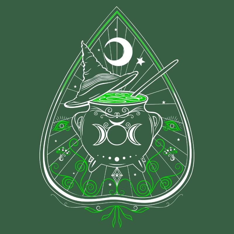 Green Witch Planchette Cauldron Witch Hat