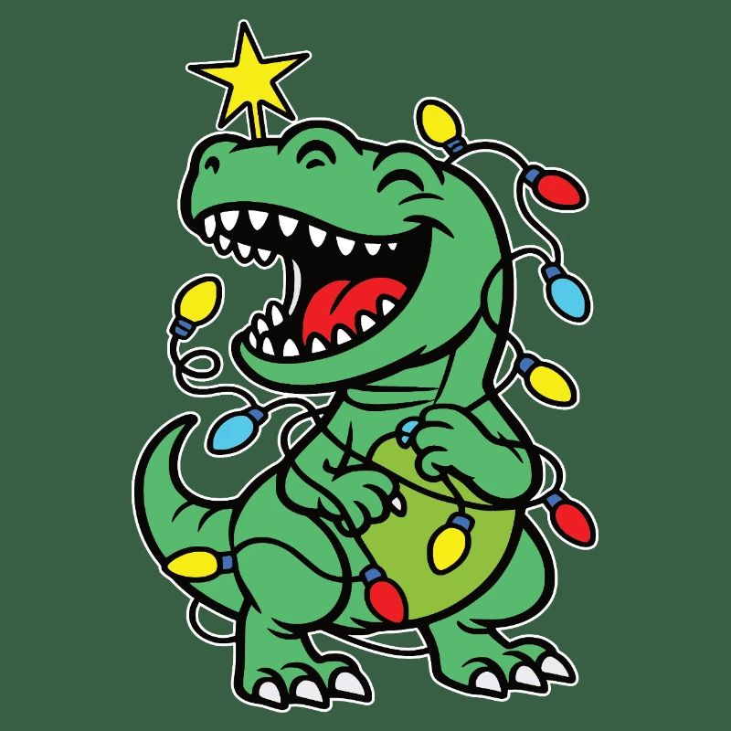 Stylish print with "Tree Rex" Dino Christmas tree