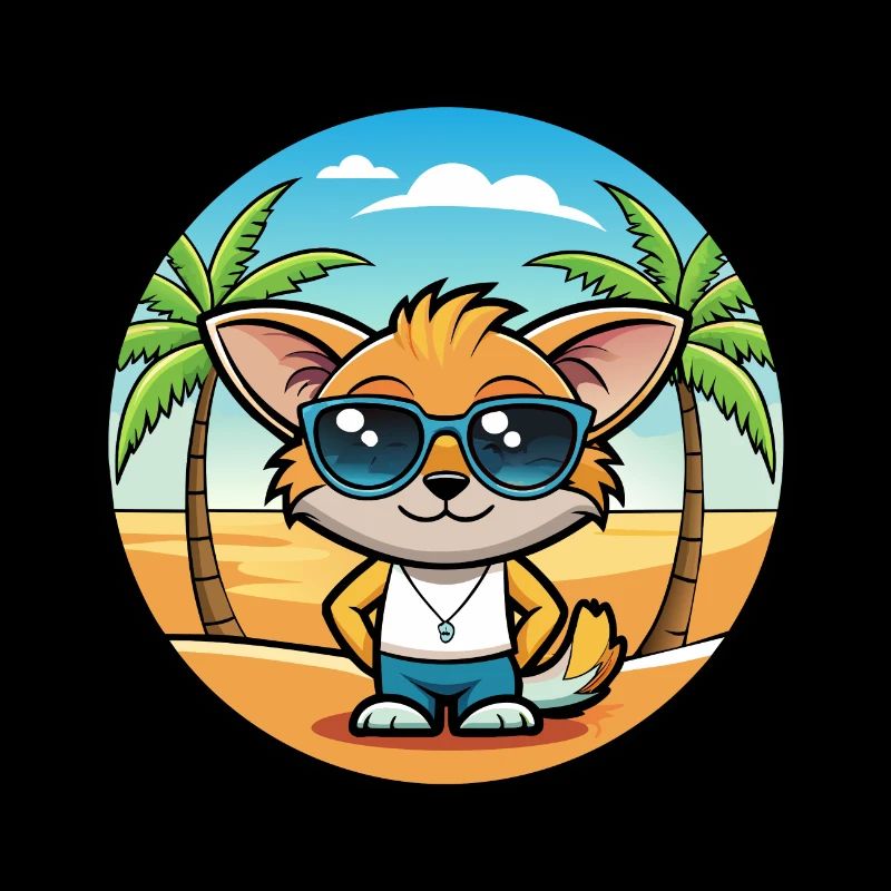 Pixie Bob Katzenrasse Cartoon Sonnenbrille Strand