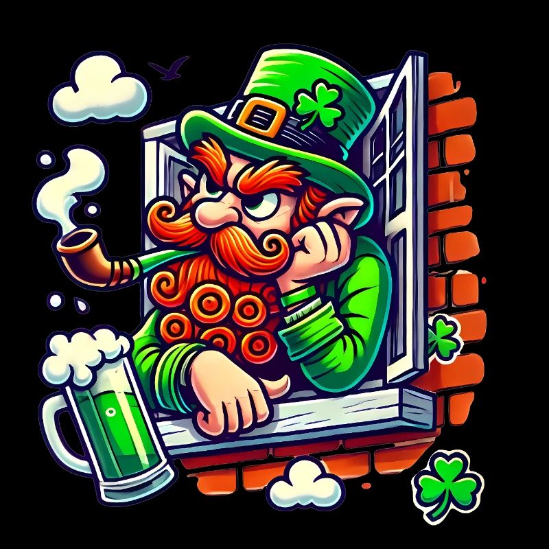 Grumpy Leprechaun Window Sticker