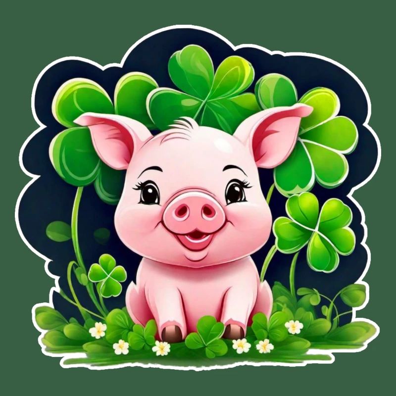 Cochon porte-bonheur mignon avec des trèfles