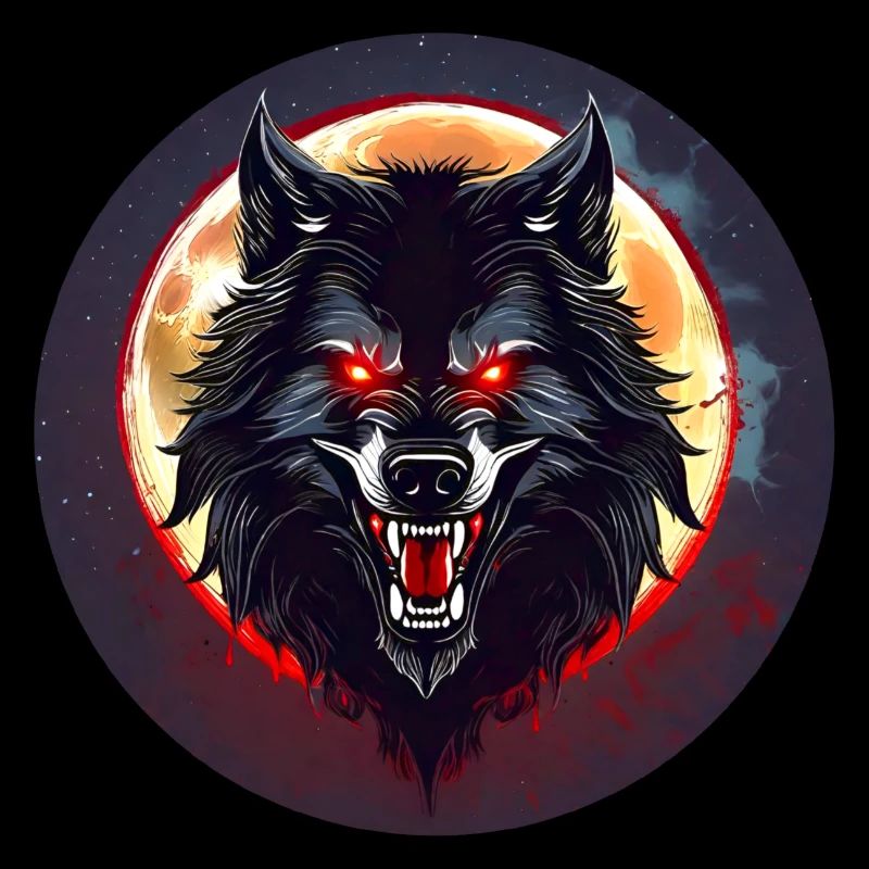 Horror werewolf with red glowing eyes