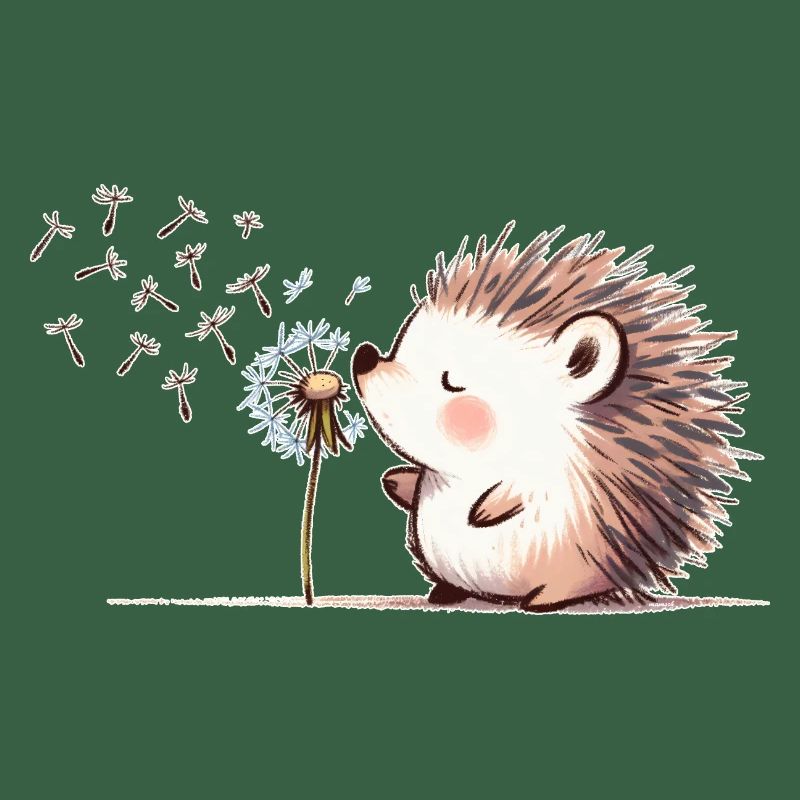 Igel mit Pusteblume
