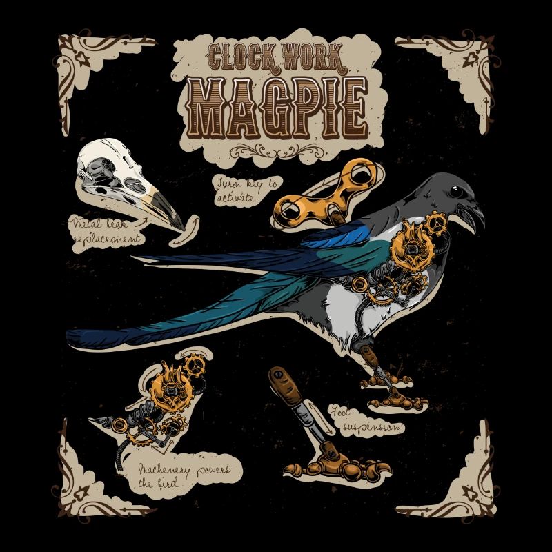 Steampunk Clockwork Magpie