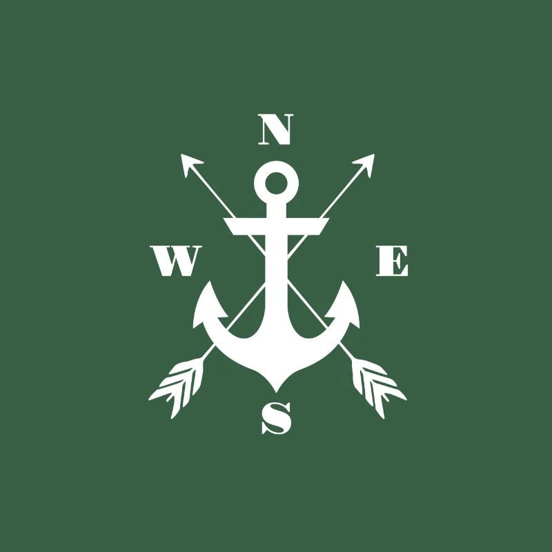 Anchor Compass Emblem Nautical Design