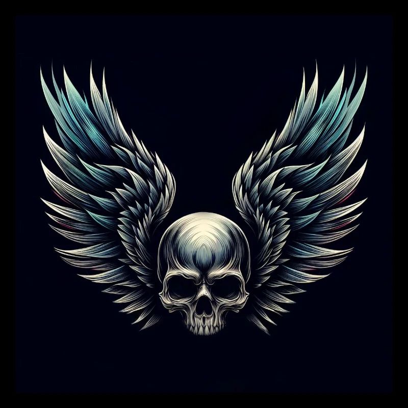 Crâne avec des ailes (noir)