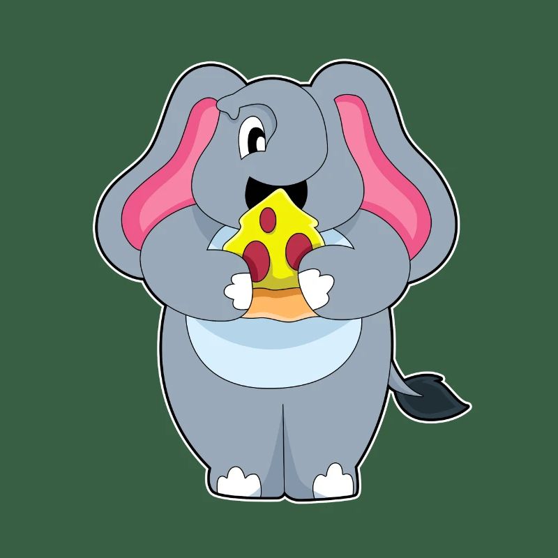 Elefant mit Pizza