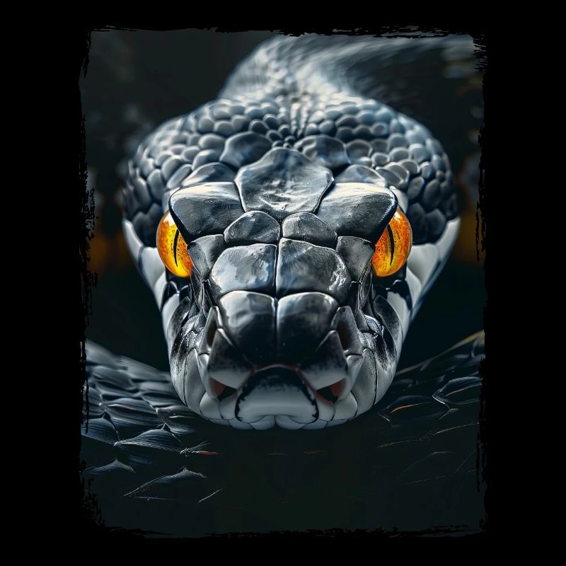 Yellow Eyes Black Snake Python Cobra Reptile Viper