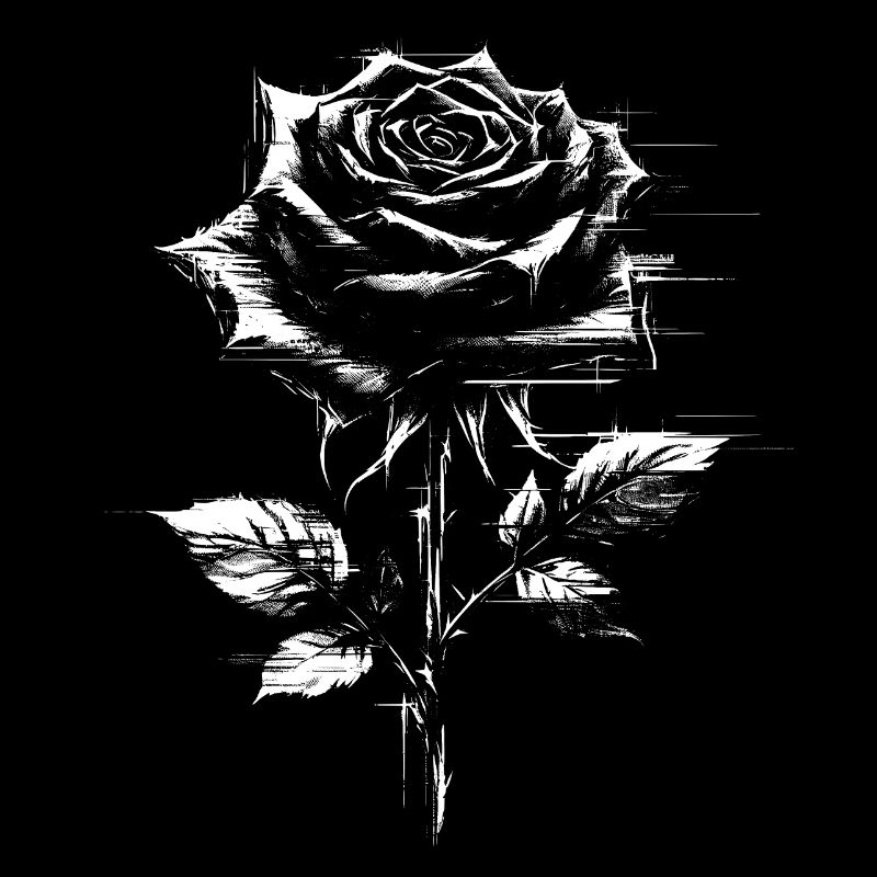 Rose gothique avec effet glitch