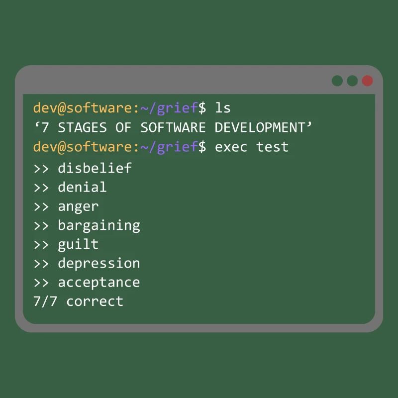 7 Stages of Software Development (Grief) - Console