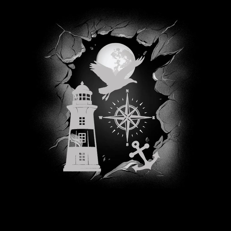 maritime, lighthouse, compass, anchor, seagull, seafaring