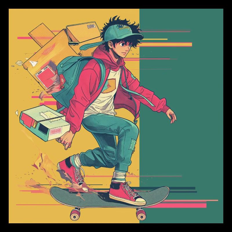 Années 80 Anime Guy Calmant Impression de mode de haute qualité