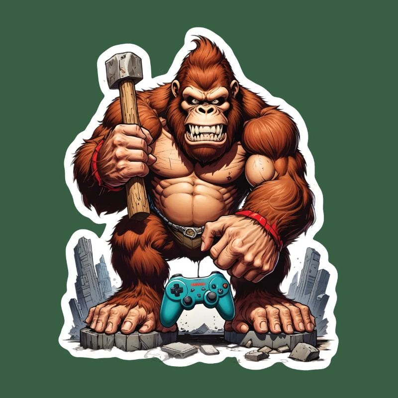 Retro Gamer Gorilla mit Controller Konsolenspiele