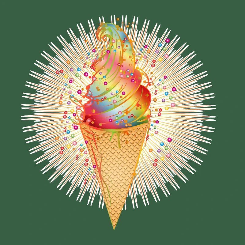 Fröhliches Softeis-Motiv mit Regenbogenfarben