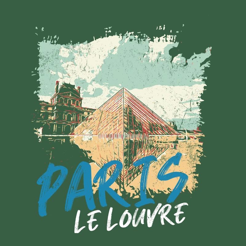 Louvre Pyramid and Paris Monuments