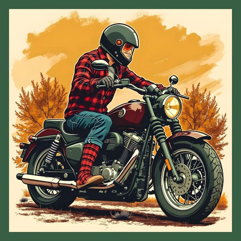 Plaid Socks + Biker Illustration