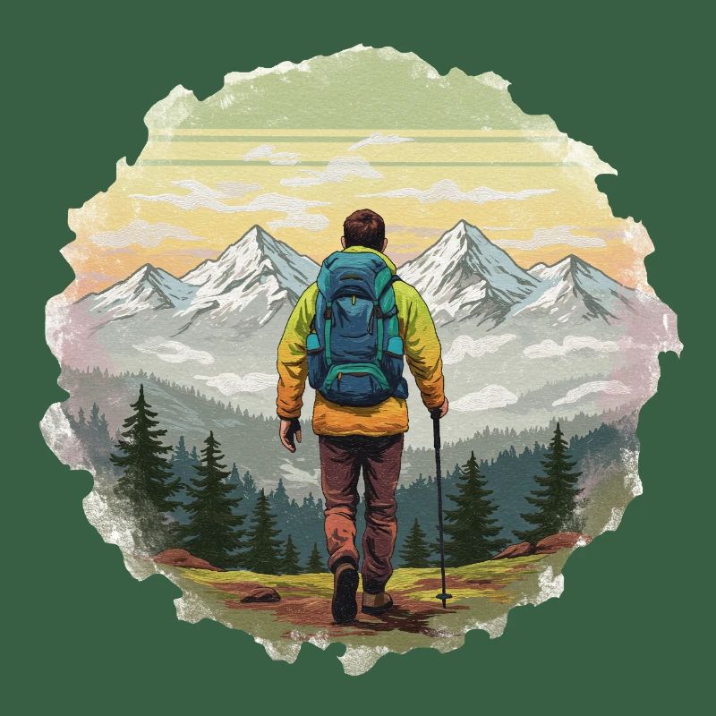 Wanderer am Sunset Mountain Ridge