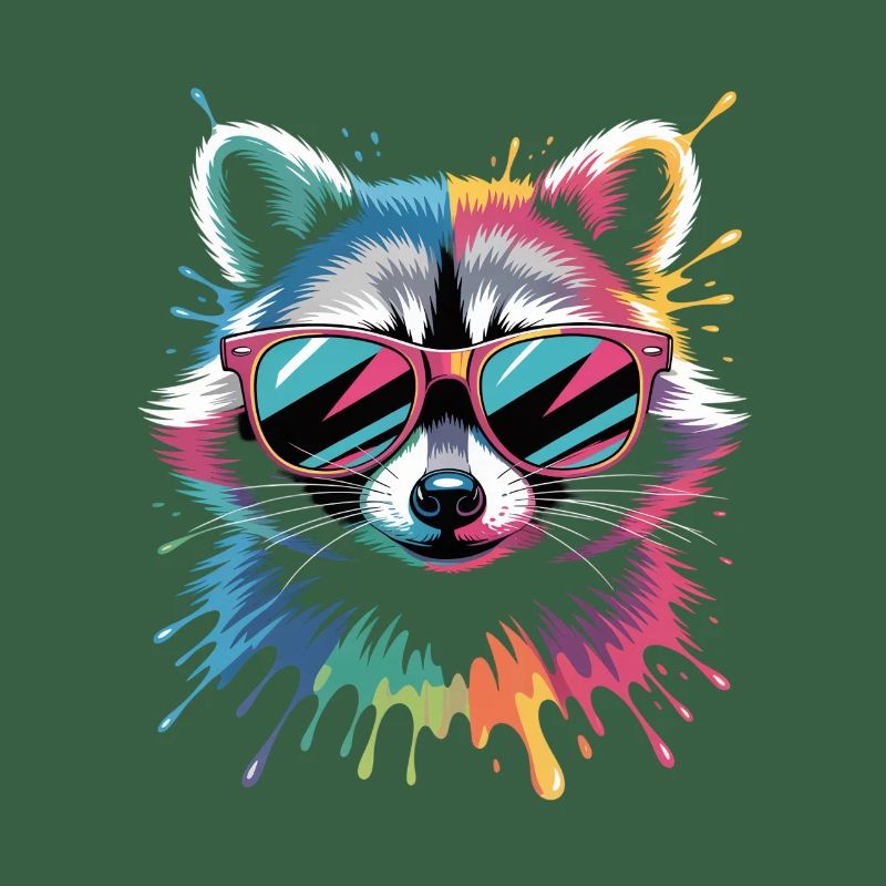 Bunter Waschbär Wasserfarben Spritzer Graffiti