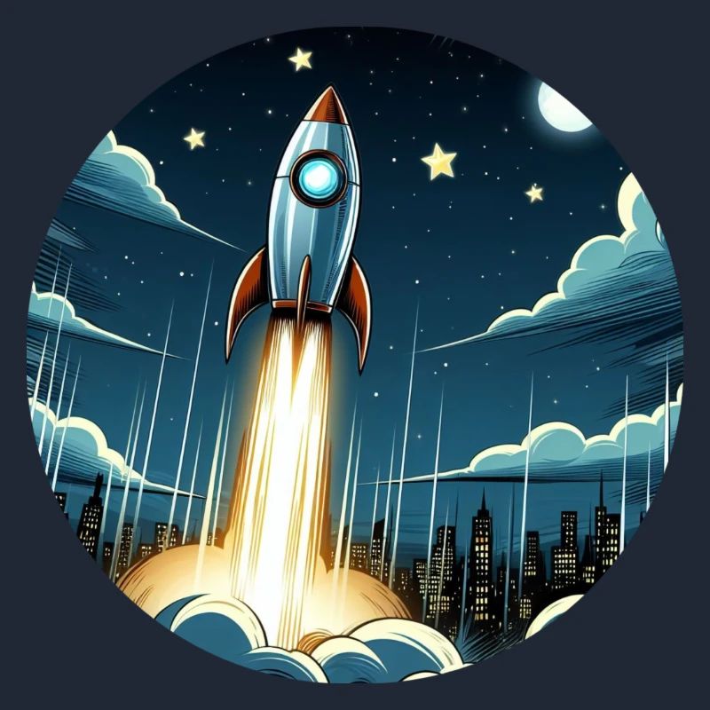 Cartoon rocket launches into space