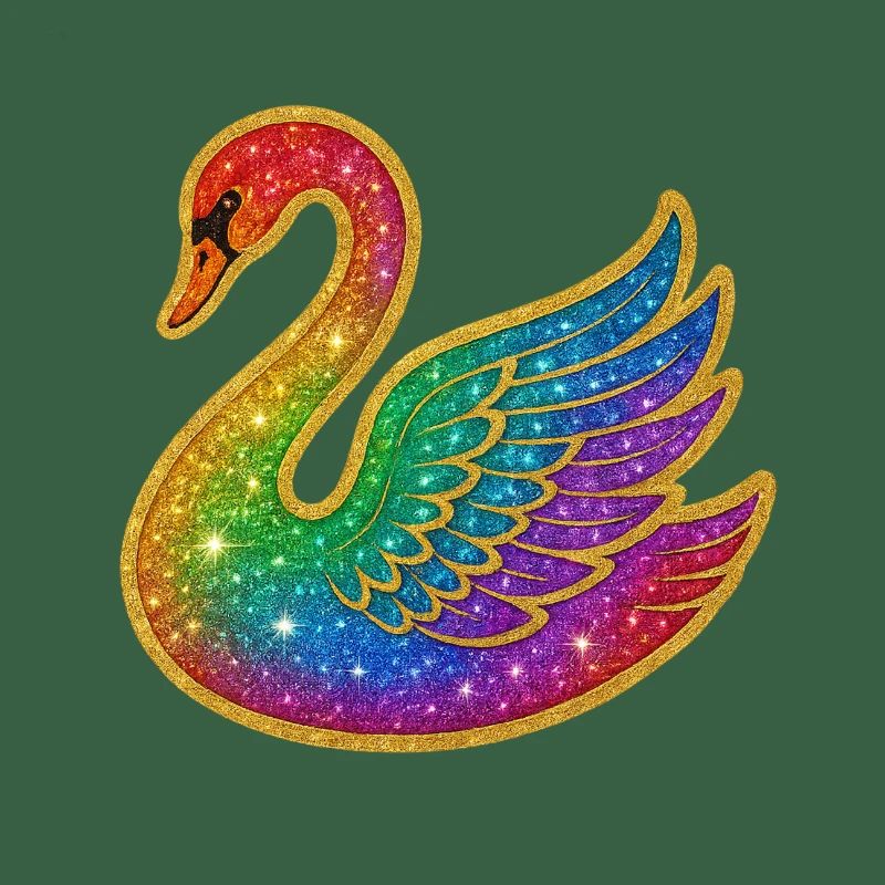Regenbogen Glitzer Schwan