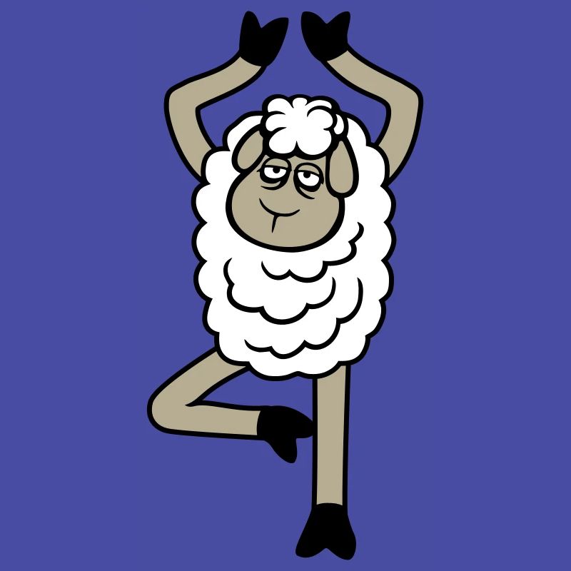 Schaf Müde Erschöpft Traurig Yoga Baum Pose Comic